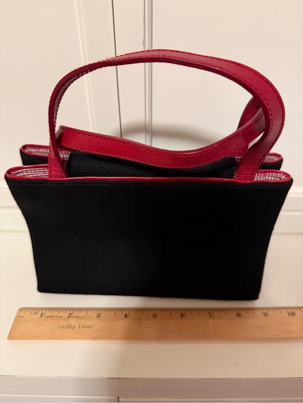 Kate Spade Black Mini Tote with Red Handles